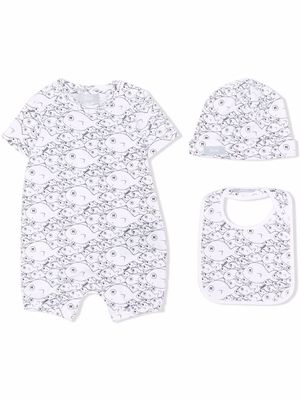 Herno Kids fish-print baby set - White