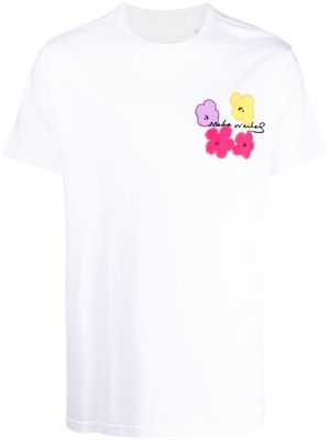 Maharishi floral-embroidered organic-cotton T-shirt - White