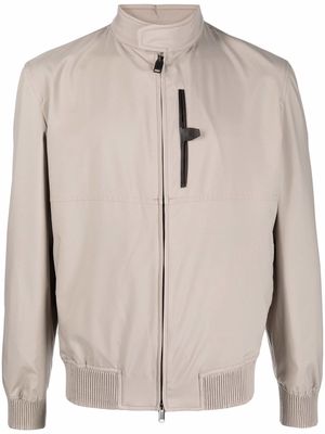 Brioni zip-up leather jacket - Neutrals