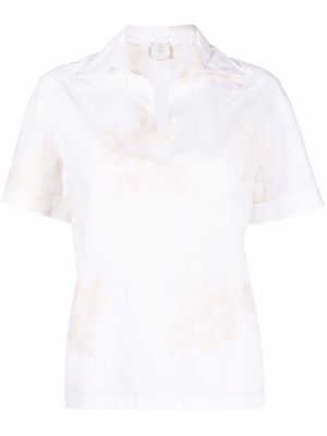 Eleventy floral-embroidered cotton shirt - White