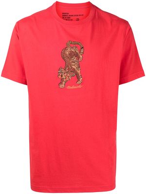 Maharishi tier-print organic cotton T-shirt - Red