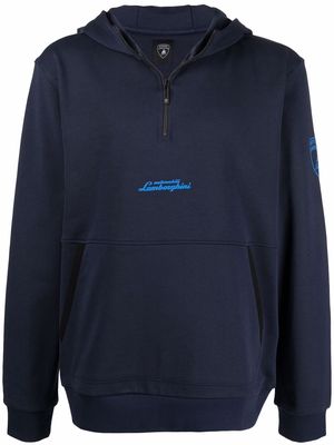 Automobili Lamborghini embroidered logo zip-up hoodie - Blue