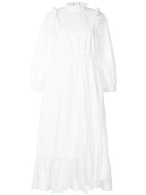 Biyan ruffle shoulder dress - White