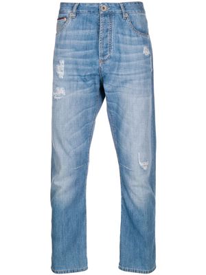 Brunello Cucinelli distressed straight-leg jeans - Blue