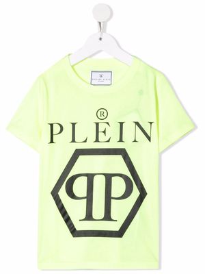 Philipp Plein Junior logo-print cotton T-Shirt - Yellow
