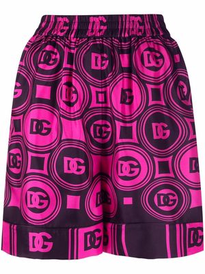 Dolce & Gabbana logo-print silk shorts - Pink