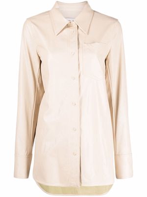 STAND STUDIO faux-leather long-sleeve shirt - Neutrals