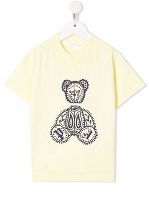 Palm Angels Kids bear-print round-neck T-shirt - Yellow