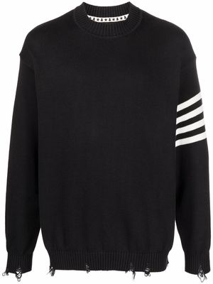 Cenere GB striped-edge cotton jumper - Black