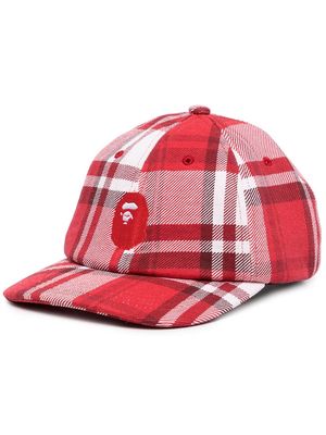 A BATHING APE® tartan check print cap - Red