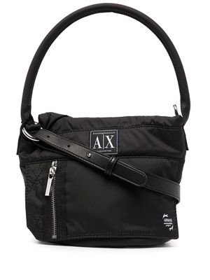 Armani Exchange logo-patch bucket bag - Black