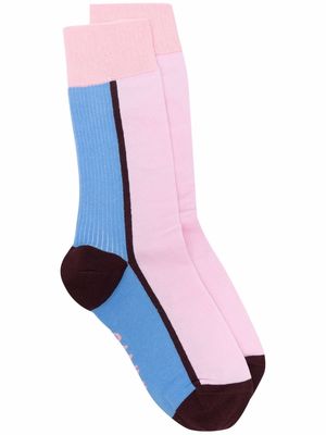 GANNI colour-block ankle socks - Purple