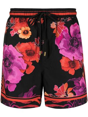 Camilla floral-print swim shorts - Black