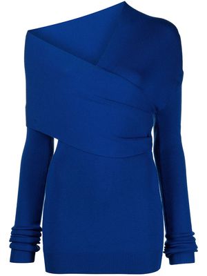 Monse twisted wrap-collar knit minidress - Blue