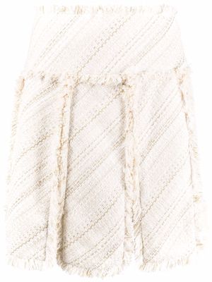 Edward Achour Paris fringe-detail tweed skirt - Neutrals