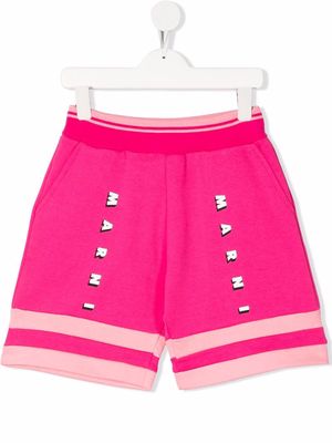 Marni Kids logo-print cotton shorts - Pink
