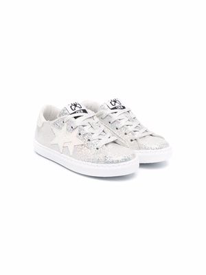 2 Star Kids star patch low-top sneakers - Silver