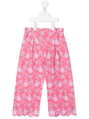 Monnalisa TEEN floral-print straight-leg trousers - Pink