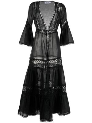 Charo Ruiz Ibiza floral-lace embroidered V-neck dress - Black