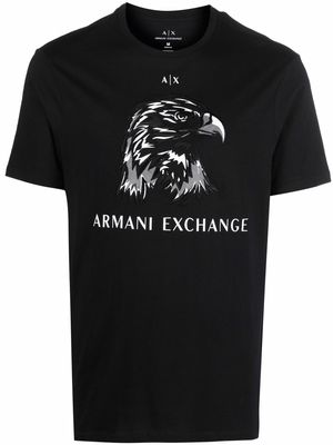 Armani Exchange eagle-embroidered cotton T-shirt - Black