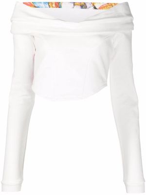 Gcds graphic-print off-shoulder top - White