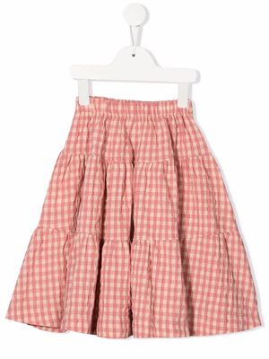 Caffe' D'orzo check-print tiered skirt - Pink