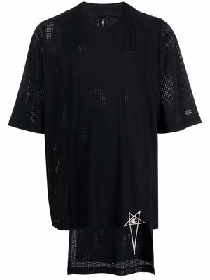 Rick Owens X Champion mesh asymmetric-hem T-shirt - Black