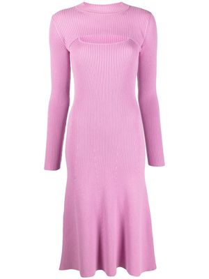 Safiyaa ribbed knitted midi dress - Pink