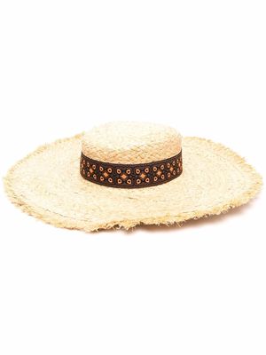 Borsalino interwoven straw sun hat - Neutrals