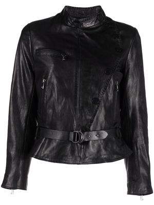 Emporio Armani cropped leather jacket - Black