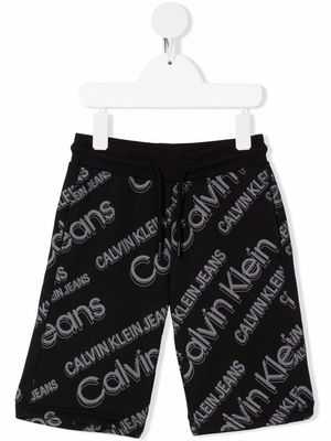 Calvin Klein Kids logo-print drawstring shorts - Black