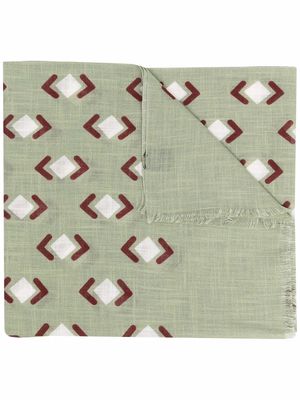 Barba geometric-print cotton scarf - Green