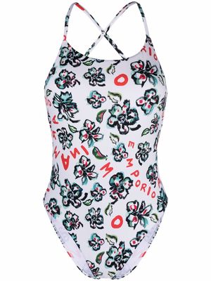 Emporio Armani floral-print swimsuit - White