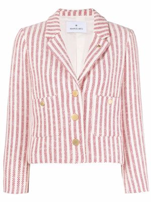 Manuel Ritz striped cropped tweed jacket - Red