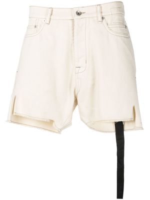 Rick Owens DRKSHDW frayed-edge denim shorts - Neutrals