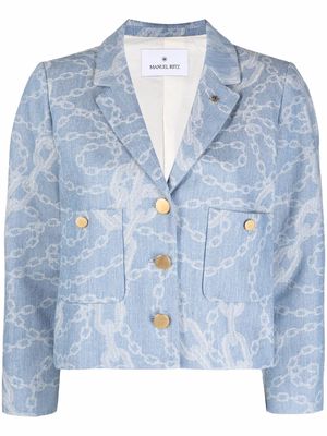 Manuel Ritz chain-link print cropped jacket - Blue