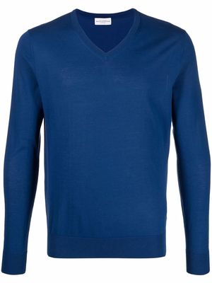 Ballantyne ribbed-knit V-neck sweater - Blue