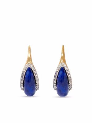 Annoushka 18kt yellow gold lapis lazuli diamond hoop earrings