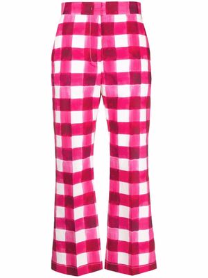 MSGM watercolour check pattern trousers - Pink