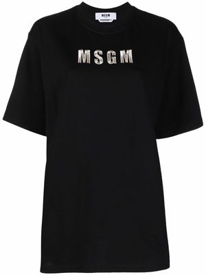 MSGM embroidered-logo cotton T-Shirt - Black