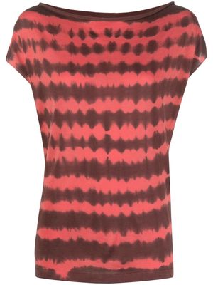 Malo tie-dye print cap-sleeve knitted top - Red