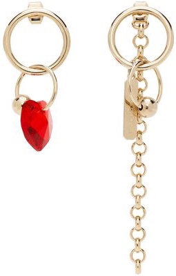 Justine Clenquet SSENSE Exclusive Gold & Red Ellie Earrings