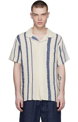 YMC Off-White Linen Stripe Shirt