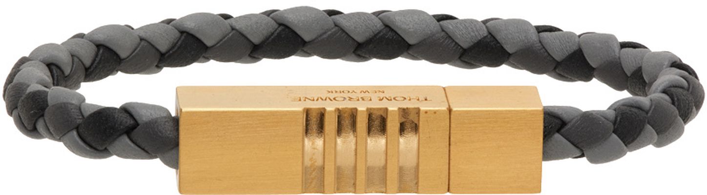 Thom Browne Grey Braided Calfskin Bracelet