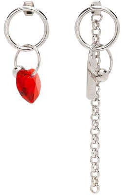 Justine Clenquet SSENSE Exclusive Silver & Red Ellie Earrings
