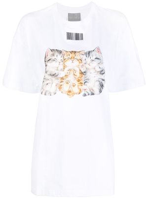VTMNTS kitten print oversized t-shirt - White