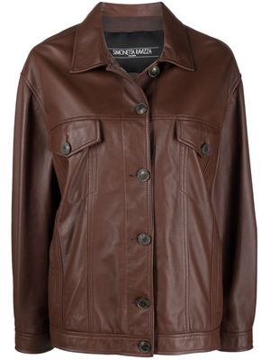 Simonetta Ravizza Jenny leather shirt jacket - Brown