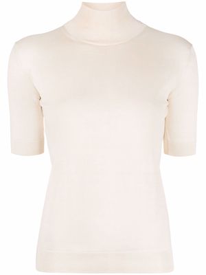 There Was One high-neck silk-cotton top - Neutrals