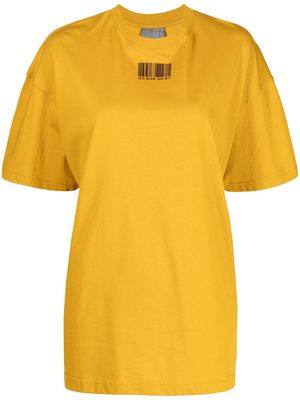 VTMNTS barcode print oversized t-shirt - Yellow