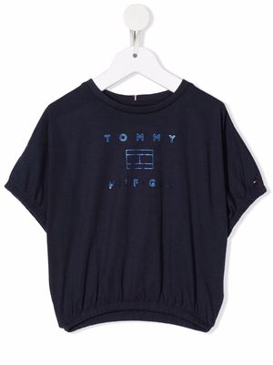 Tommy Hilfiger Junior logo print elasticated T-shirt - Blue